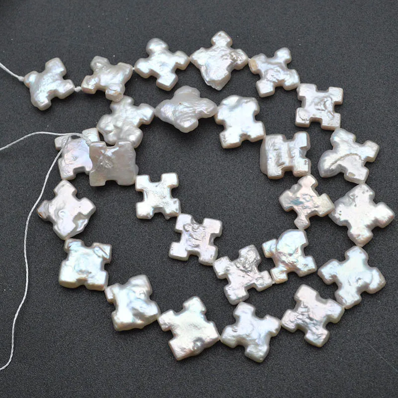 

1 Strand 15~16mm Irregular Natural White Freshwater Pearl Loose Beads for Women Makings Fit Pendant Necklace Earrings Jewelry