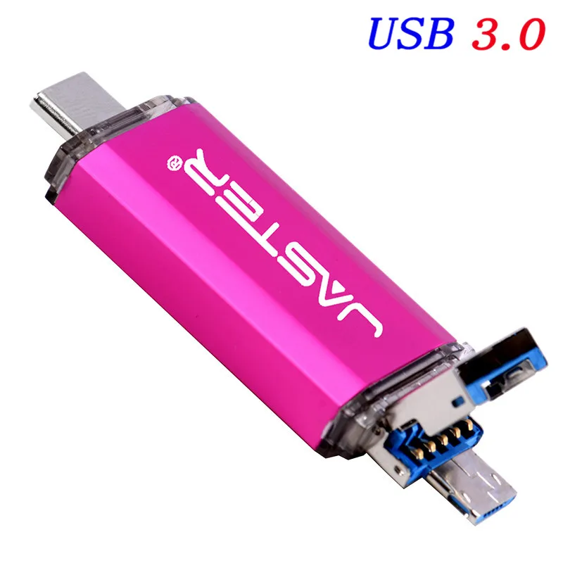 JASTER 2 в 1 OTG(Android& PC& Type_C) флеш-накопитель USB 3,0 Металлический пользовательский флеш-накопитель 64 ГБ 32 ГБ 16 ГБ 8 ГБ 4 ГБ свадебные подарки - Цвет: Pink
