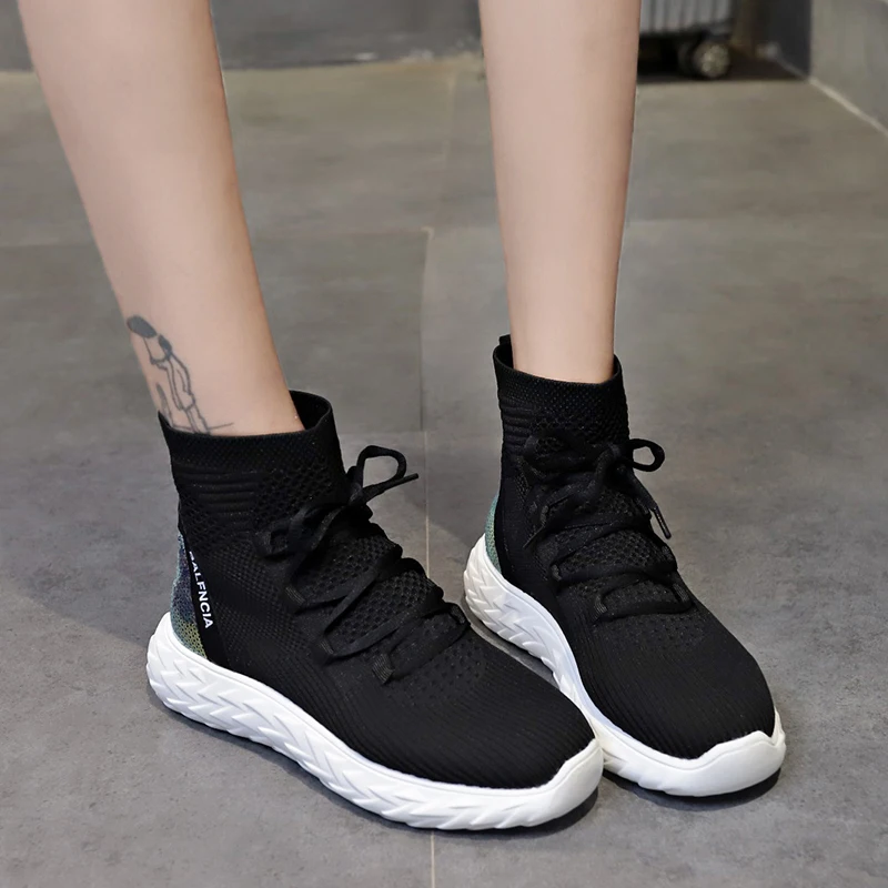 

Summer Sneakers Women Vulcanized Shoes Sock High Top Trainers Breathable Tenis Feminino Casual Shoes Ladies Chaussures Femme