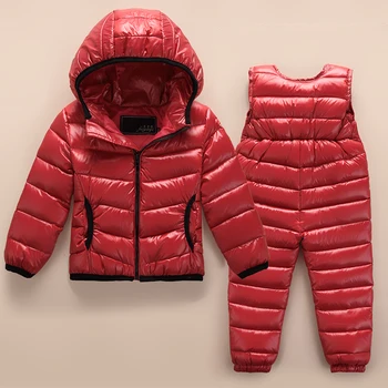 

2020 New Winter Children's Suit Baby Light Hooded Boys and Girls Chest Protector Strap Down Pants Kids Children Wear In Winter