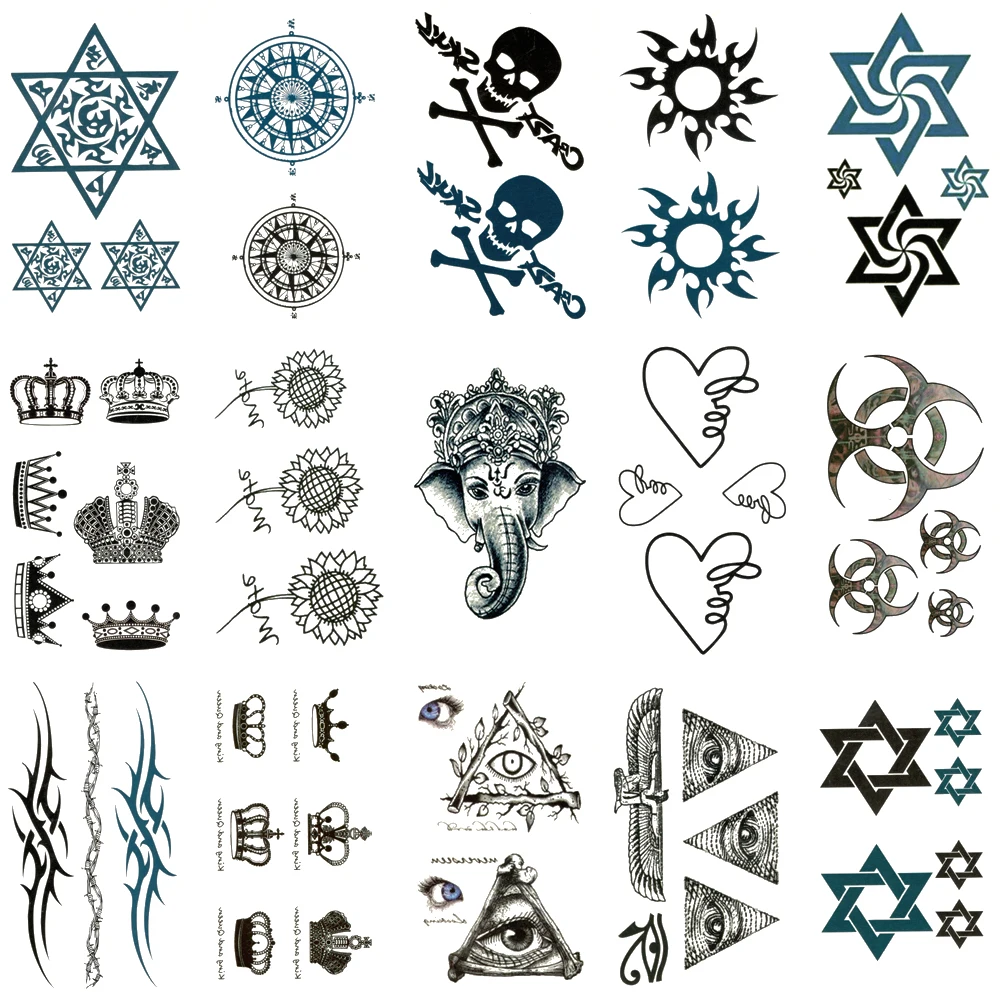30Pcs/Lot,Waterproof Temporary Fake Tattoos Stickers,Water Transfer, Black Dragon Skull for Women,Men,Cool,Totem,Body Art,Makeup