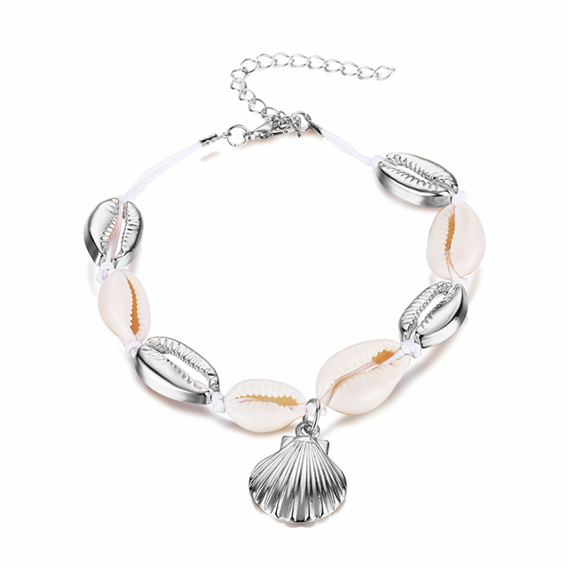 Handmade Weave Anklets for Women Shell Sequins Charm Bracelet Anklet Bohemian Rope Ankle Bracelets Beach Foot Jewelry