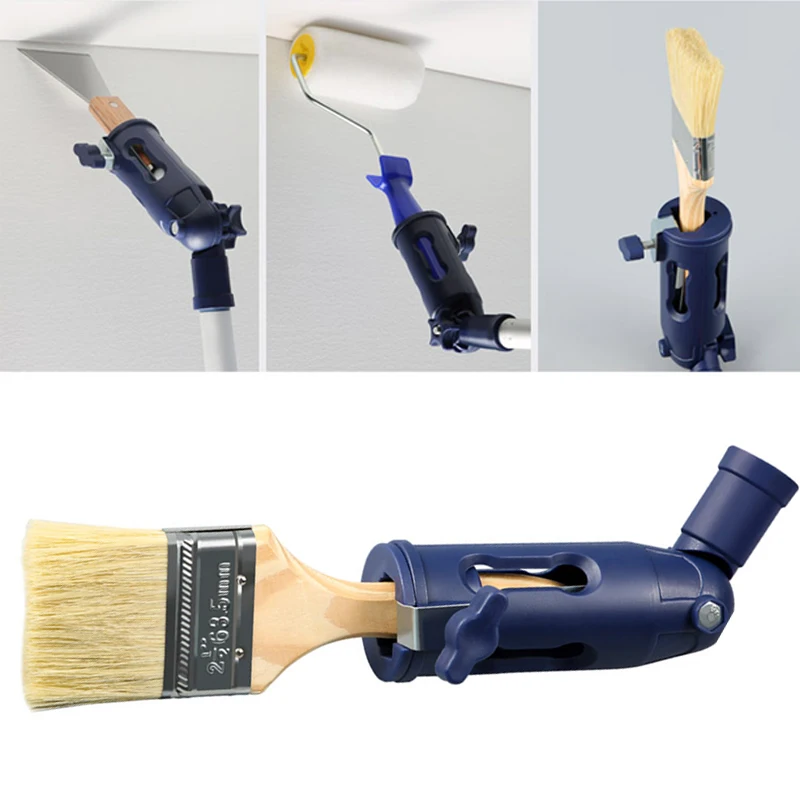 Paint Brush Extender For Threaded And Locking Poles Multi Angle Paint Roller Extension Clamping Handle Tool For High Ceilings