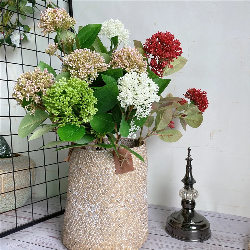 Ягодная ветка с листьями для домашнего сада пластиковые искусственные цветы