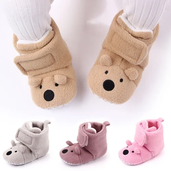 

Baby Shoes Boy Girl First Walkers New Winter Warm Animal Face Crawl Anti-slip Toddler Prewalkers Soft Infant Newborn Crib Shoes