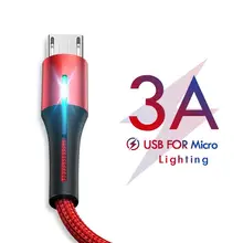 Светодиодный кабель Micro USB для быстрой зарядки samsung J5 A5 A7 Xiaomi LG, кабель USB Microusb для зарядки и передачи данных на базе Android
