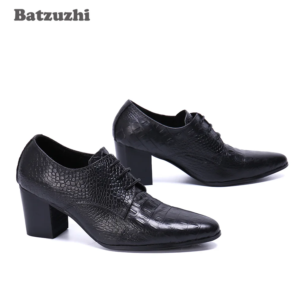 Batzuzhi Pointed Toe Black Leather Ankle Boots Men Italian Type Men Shoes Lace-up Formal Party and Wedding Men's Boots Botas!