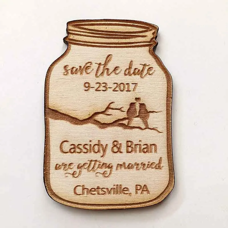  Personalized Wooden Save The Date Wedding Magnets Personalised Wood Fridge Rustic bottle Shaperusti - 4000124800648