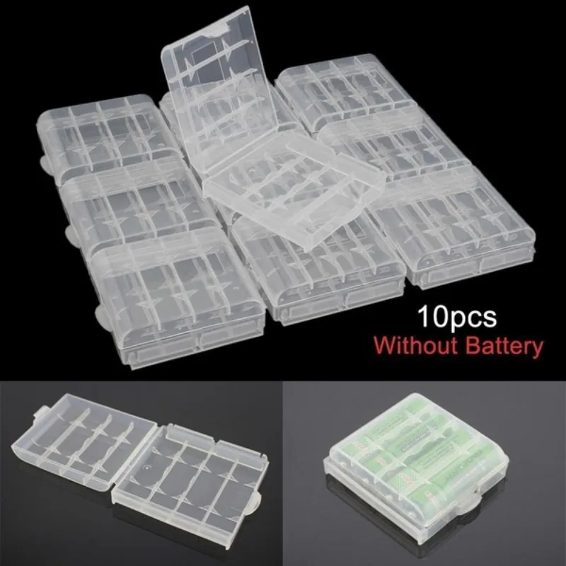 

Hot sale 10pcs/lot Colorful Battery Holder Case 4 AA Hard Plastic Storage Box Cover For 14500 10440 Battery Organizer Container