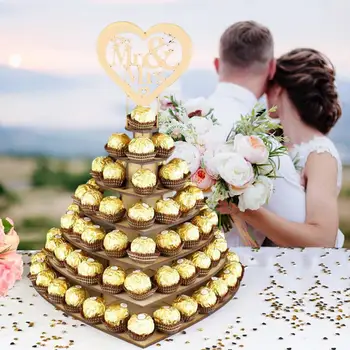 

Wood Color Chocolate Display Stand Chocolate Frame Snack Display Mr&Mrs Heart Party Centrepiece Desktop Wooden Plywood Home DIY