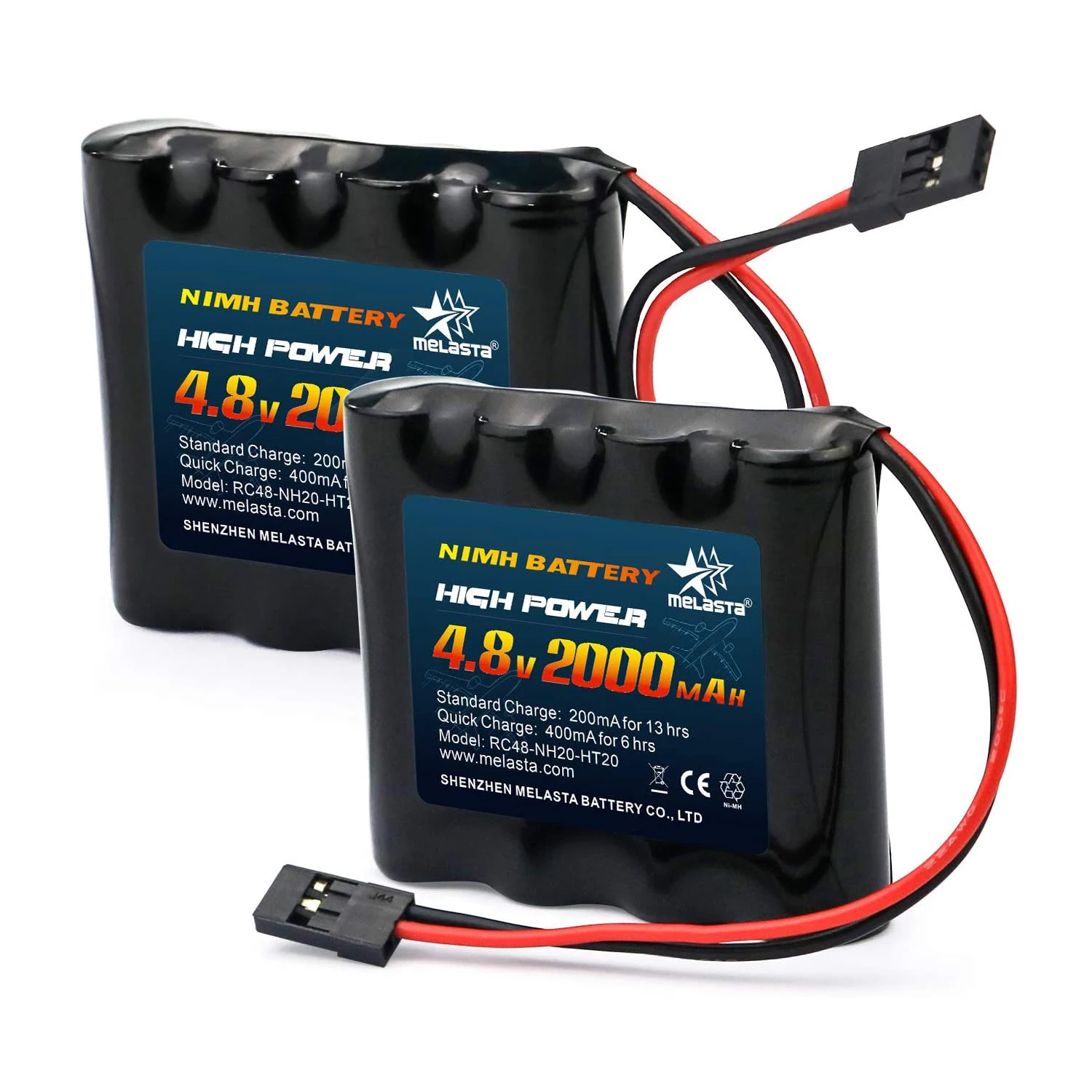 Melasta 2Pack 4.8V 2000Mah Nimh Rc Ricevitore Batteria Per Futaba Airplane Aircraft Servo Controller Trasmettitore Radio Ricaricabile
