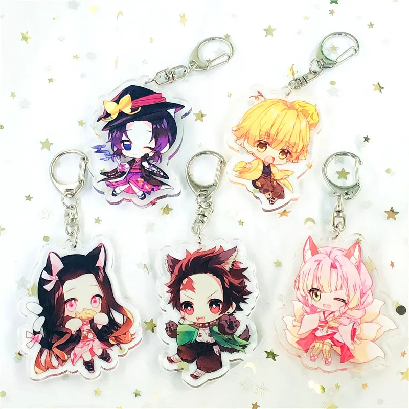 Blade Of Ghost Keychains Creative Anime Acrylic Kimetsu No Yaiba Key Chian Bag Pendant Kids Gift Keyring | Украшения и аксессуары