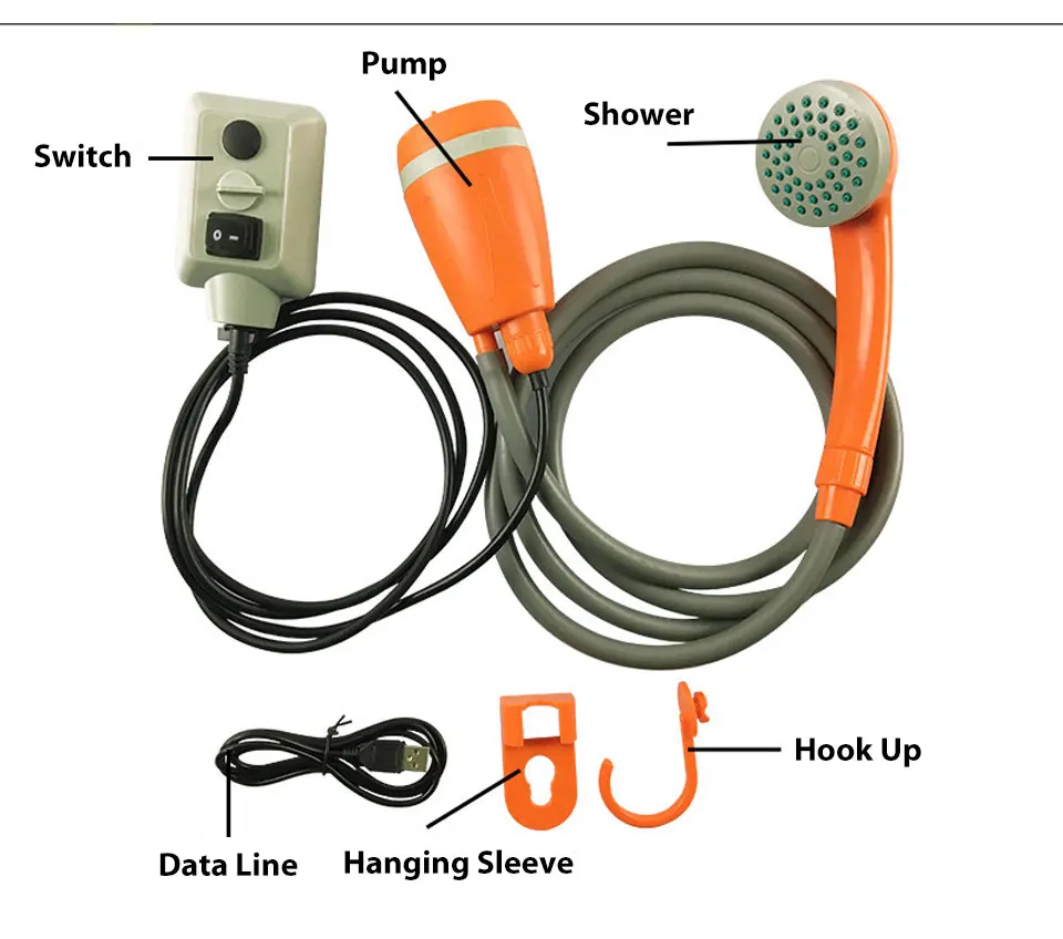 Portable Camping ShowerCar Washer 3.7V Wireless Car Shower DC pump pressure shower Outdoor Travel Caravan Van Pet Water Tank (5)