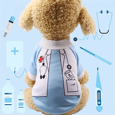 DogLemi Dog Dogs маленький желтый человечек толстовка с капюшоном одежда для щенка Осень Зима для Мопсов, французских бульдогов праздничный костюм забавная Толстовка - Color: Blue