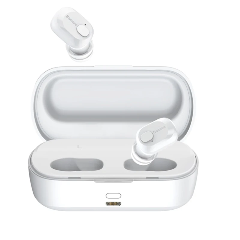 WHITE Xiaomi Baseus W01 TWS Bluetooth наушники беспроводные наушники Bluetooth 5,0 стерео наушники с HD микрофоном для телефона - Цвет: WHITE