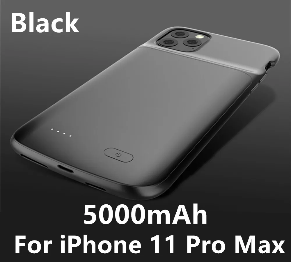 Black For 11 Pro Max Чехол для аккумулятора для iphone 11 Pro Max внешний аккумулятор зарядное устройство чехол для iphone 11 4800/5000 мАч Зарядное устройство Чехол - Цвет: Black For 11 Pro Max