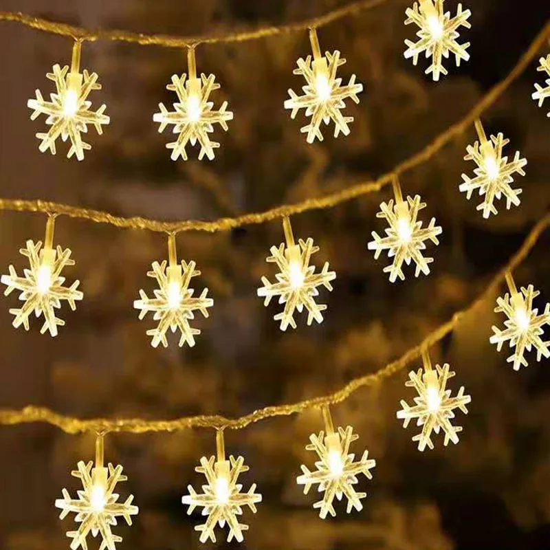 

1.5M 3M 6M Christmas Snowflake Fairy Lights Outdoor String Lights Holiday Garlands Battery Powered Party Room Light Decoration