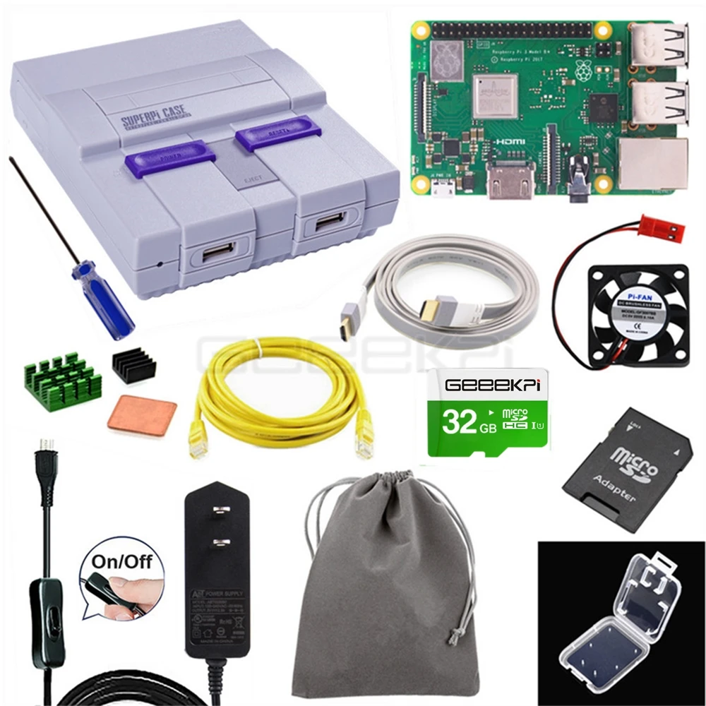 CASE Raspberry Kit GeeekPi Retroflag чехол SUPERPi-U NESPi чехол с дополнительным игровым контроллером сумка для переноски для Raspberry Pi - Цвет: CASE Raspberry Kit