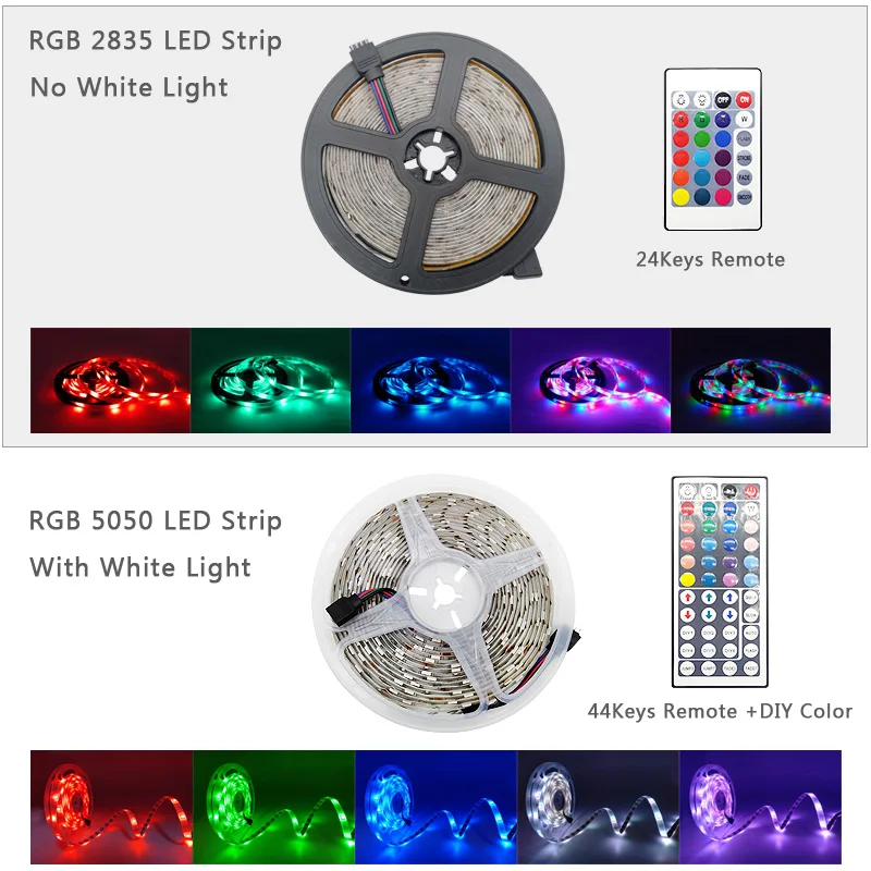 5 м 10 15 Водонепроницаемый RGB Светодиодные ленты светильник 5050 Led DC12V гибкая лента
