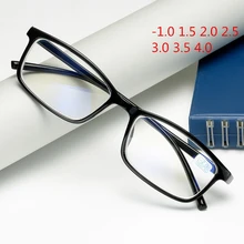 Oulylan готовой близорукость очки Для женщин Для мужчин TR90 синяя пленка очки компьютерные очки-1,0 1,5 2,0 2,5 3,0 3,5 4,0