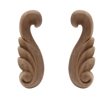 

Natural European Retro Carved Long Flower Oval Wooden Corner Furniture Walls Wood Carving Lines Wood Decal Wood Applique Onlay