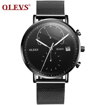 

OLEVS Stainless Steel Quartz Watches Fashion Business Watch Mens Chronograph Wristwatch for Man Waterproof Luminous Clock
