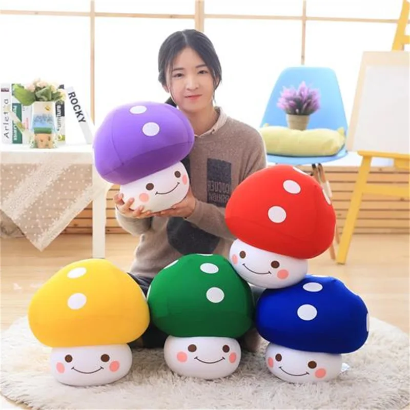 Cute Colorful Foam Particles Mushroom Pillow Stuffed Toy Performance Props Children Holiday Gift