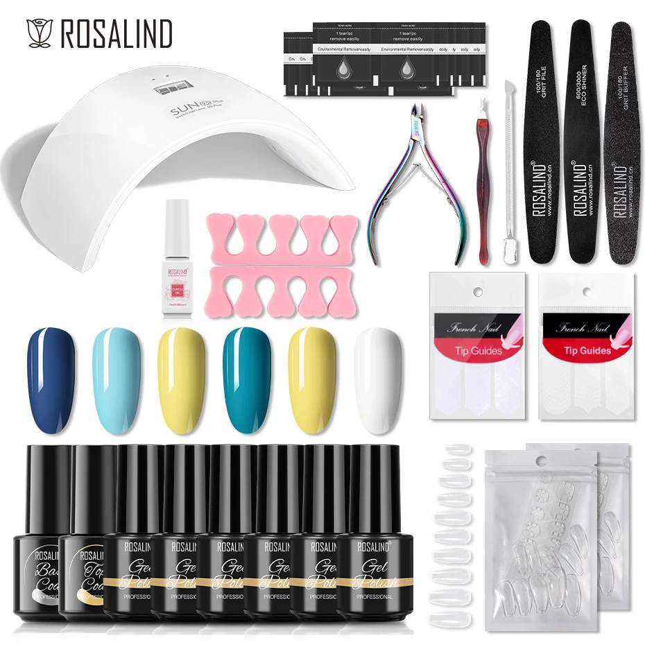 ROSALIND Manicure Set Professional Gel Vernis Semi Permanent Nail Kit With Lamp Nail Tool Kit For Nails Art Gel Nail Polish Set 3