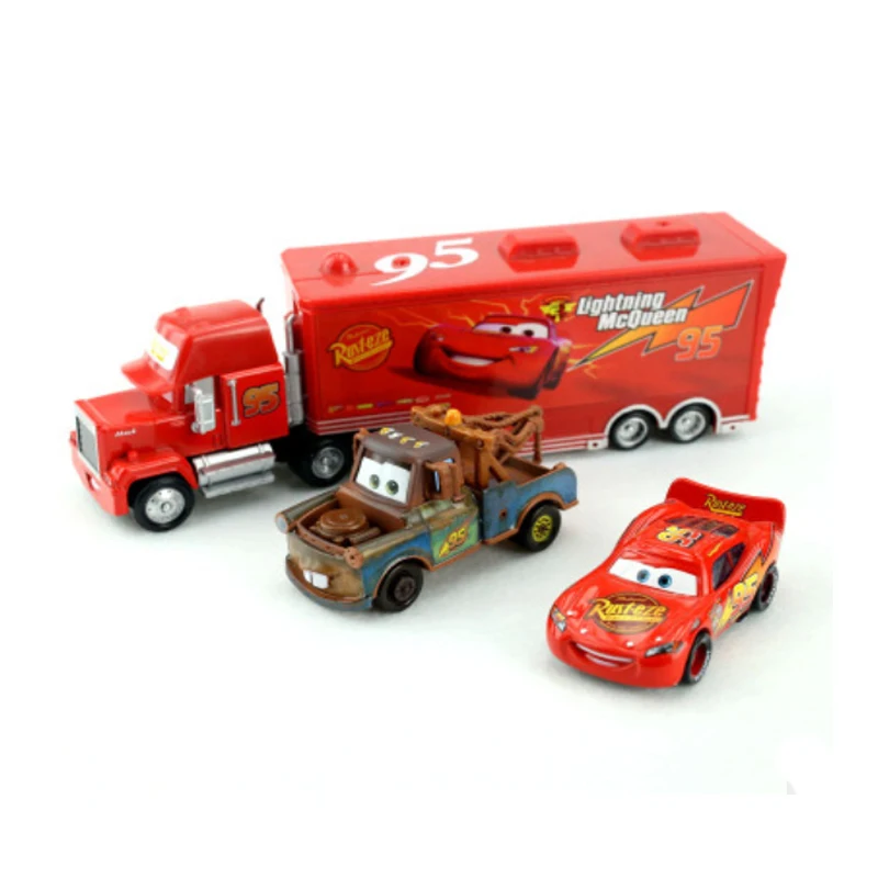 Машинки из м/ф Тачки Disney Pixar 3 шт./компл. Mack Truck Mater Молния Маккуин Литые