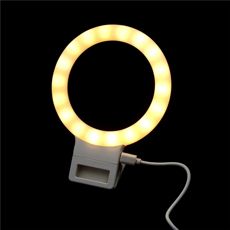 1pc LED Selfie Ring Light Supplement Brightness Photo Light Clip-on Makeup Beauty Video Lamp for iPhone Samsung S8 S7