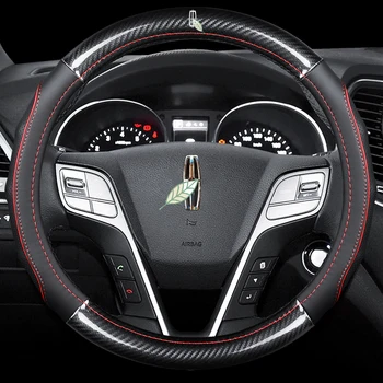 

Car Carbon Fiber Leather Steering Wheel Covers Interior Accessories 38cm for Lincoln MKZ Nautilus MKC MKX MKT MKS Car Styling