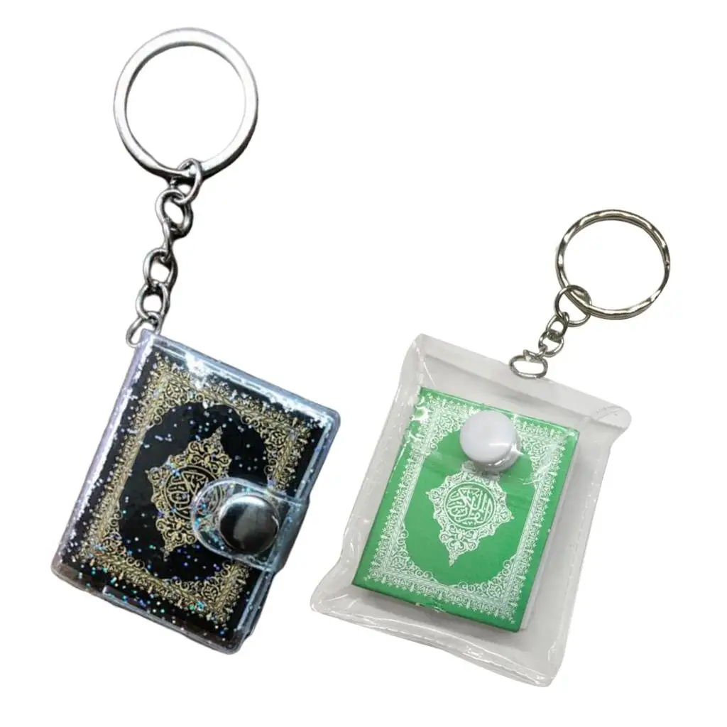 Small Quran Real Paper Keychain Muslim Religionsbuch Keyring Hanging Key Holder