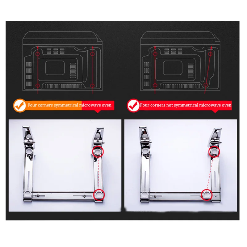 Stainless Steel Adjustable Microwave Oven Rack Wall-mounted Kitchen Floating Shelf Retractable Brac
