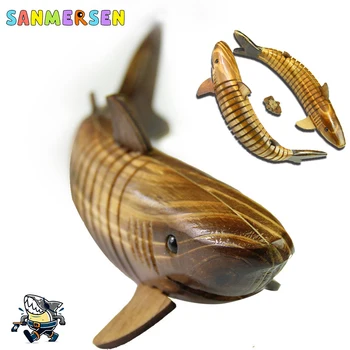 

Novelty Toy For Children Simulation Wooden Animal Shark Model Toy Swing Shark Retro Home Office Market Decoration Gift