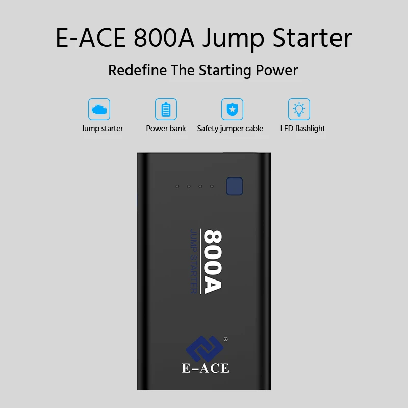 E ACE стартер для автомобиля power bank 800A 12V пусковое устройство автомобиля|Пусковое