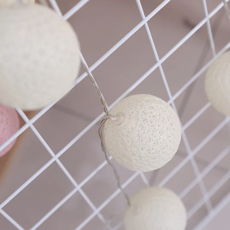 

LED Colored Lamp Thailand Cotton Ball Lighting Chain Christmas Battery Light Holiday INS Decorative Lights Macarons Romantic Pro