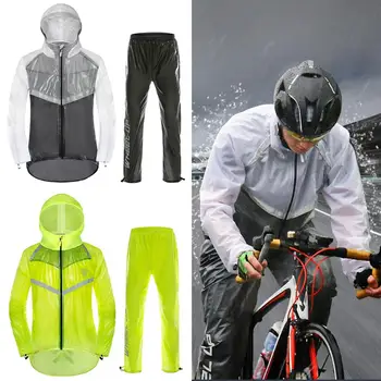 

100% Waterproof Quick Dry Cycling Jacket Raincoat Rain Pants Set Windproof Safety Reflective Men Rain Outdoor Raincoat Set