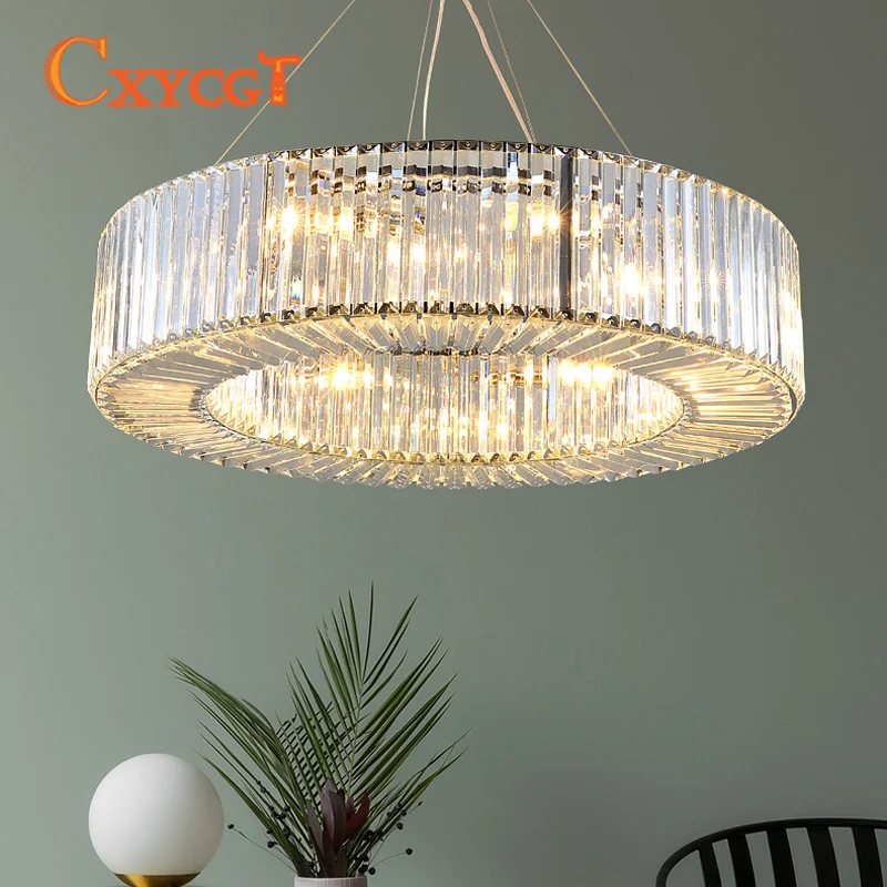 

Luxury Modern Chandelier Lighting Round Crystal Light Fixtures Living Dining Room LED Lustres De Cristal Home Decor Lamp