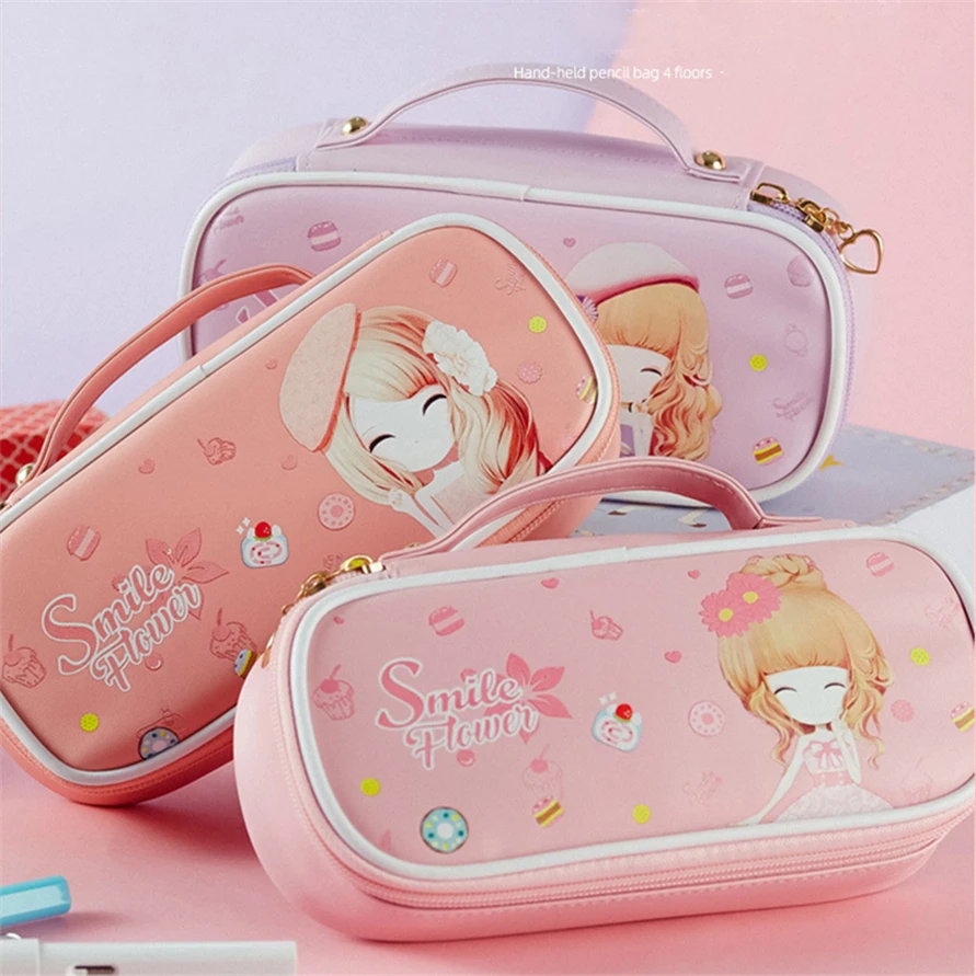 Kawaii para lápices para niñas, bonitos lápices de papelería, bolsas de 4 capas, Cartuchera Escolar, TUI, Piornik, Trousse, Scolaire - AliExpress Suministros para oficina y escuela