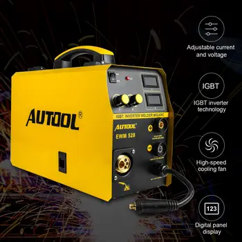 

AUTOOL EWM528 MIG Welding Machine MIG Inverter Welder Set 160Amp Overheat Protection IGBT Portable Welding Machine 110V, US Plug