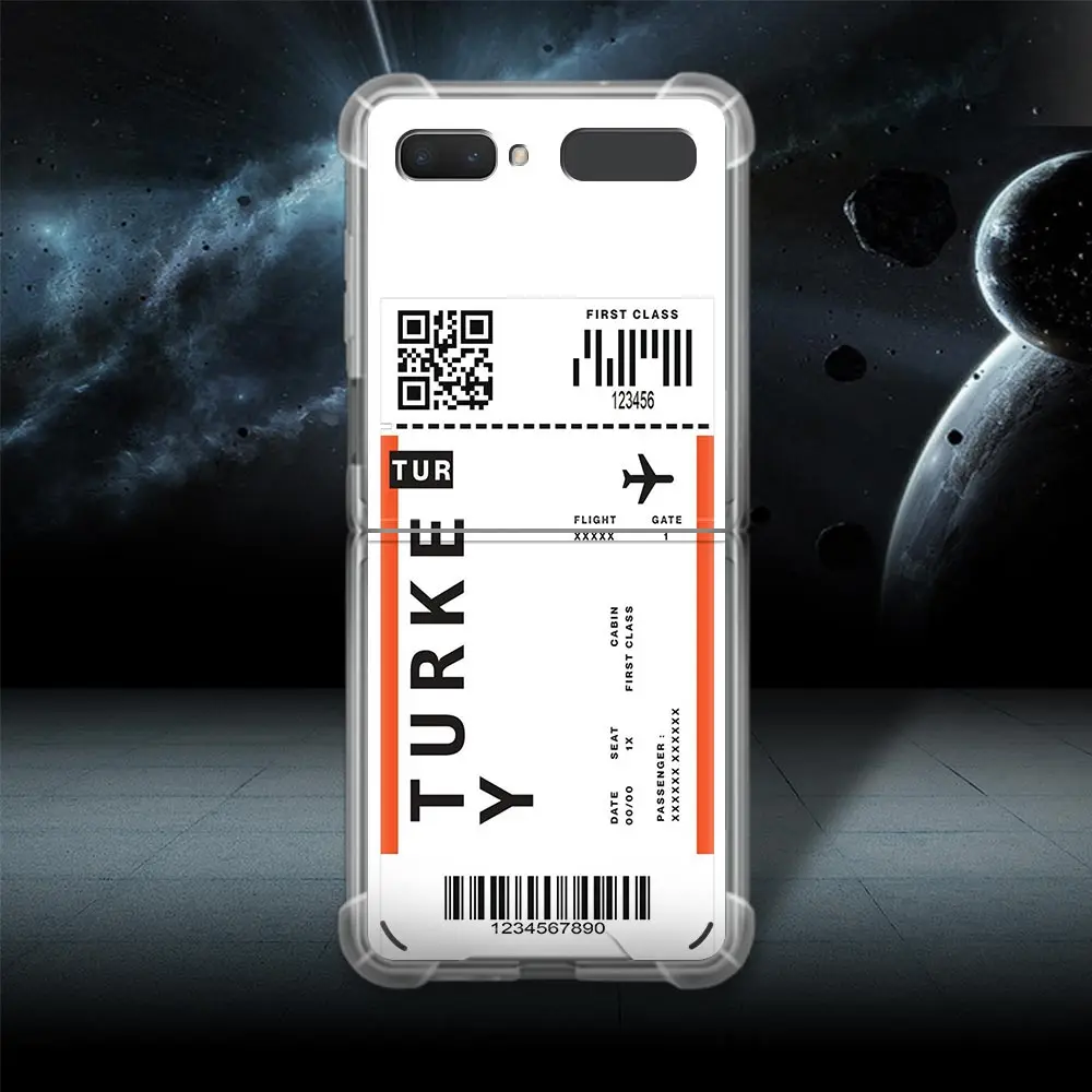 Airline ticket barcode For Samsung Galaxy Z Flip 5G Clear Airbag Case Slim Protective Shell Soft Cover Smartphone Accessories