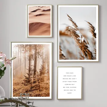 

Autumn Forest Flower Wheat Plant Desert Quotes Wall Art Canvas Painting Nordic Posters And Print Pictures For Living Room Decor
