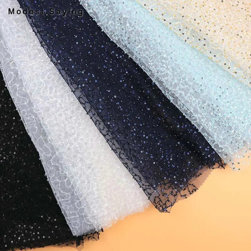 2 Yards Wine Red Sequins Tulle Fabric for Evening Dresses Wedding Party Beaded Sequins Cloth for Craft Mesh Decoration Material