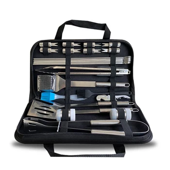 

Grilling Accessories Grill Tools 28pcs/set Stainless Steel Sloted Spatula Fork Cleaning Brush Clamp BBQ Tools Set J2Y