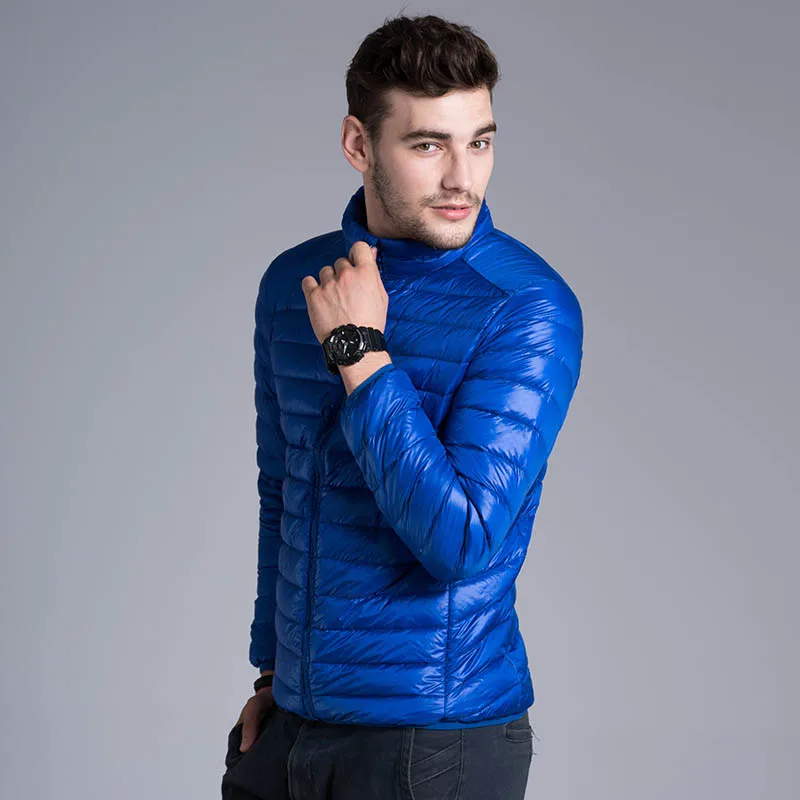 Royal Blue URSPORTTECH, брендовый, осенне-зимний, легкий пуховик, мужской, модный, короткий, большой, ультра-тонкий светильник, молодежное, тонкое пальто, большой размер 3XL - Цвет: Royal Blue