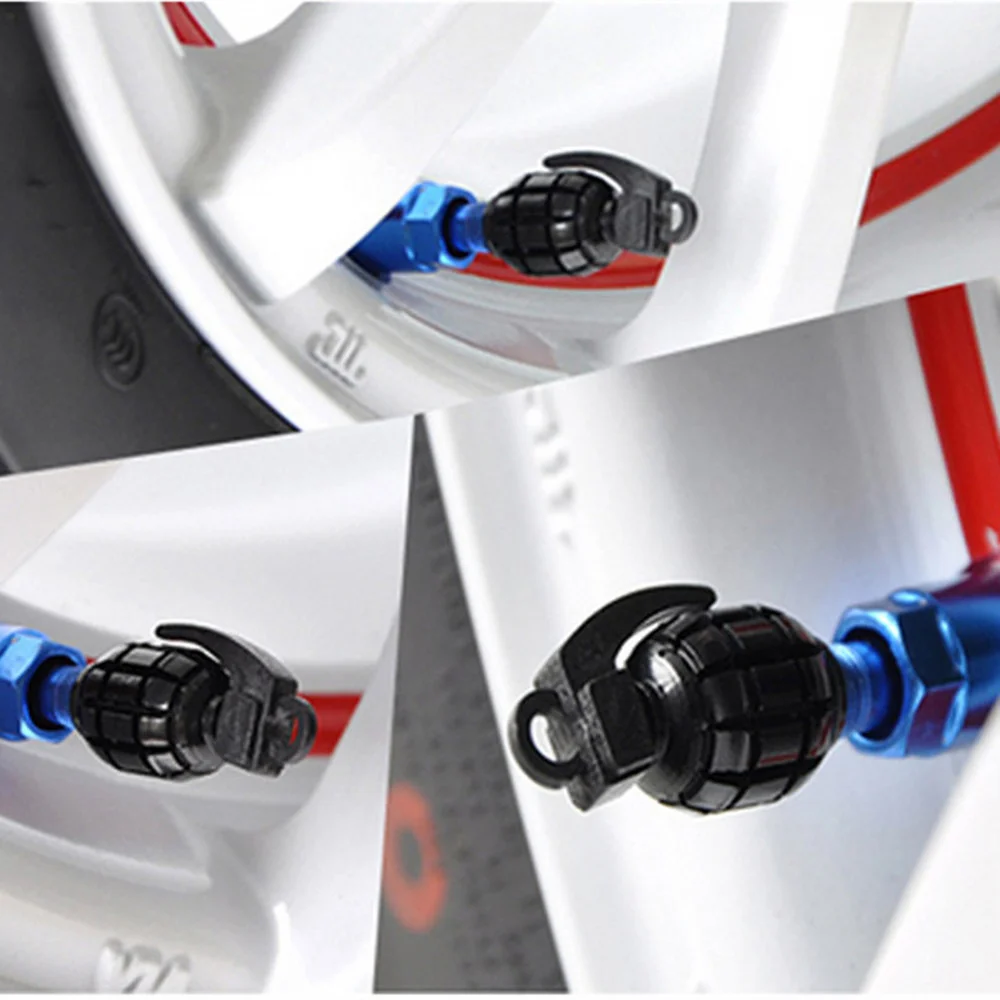 4Pcs/lot Universal Tire Valve Caps Car Styling for Fiat Audi Ford Bmw Lada Jeep Grenade Bike Moto Car Tires Wheel
