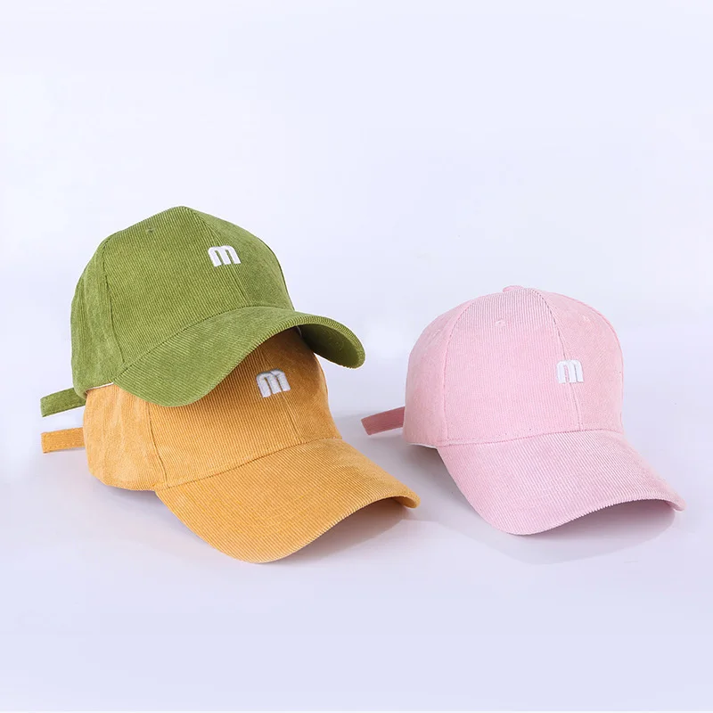 Новые зимние женские толстые вельветовые кепки с вышивкой буквы м, бейсбольная кепка, модная мужская теплая Кепка, регулируемая Уличная Повседневная шапка