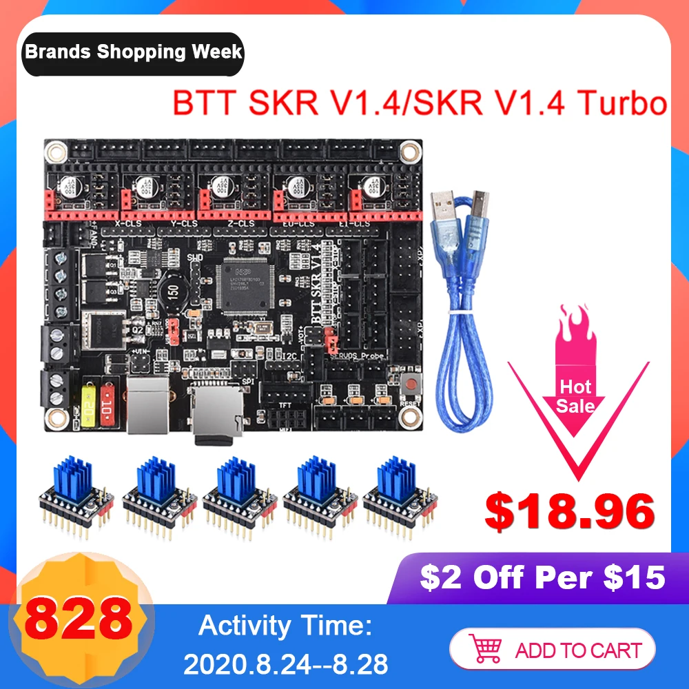 

BIGTREETECH SKR V1.4 SKR V1.4 Turbo Control Board 32Bit VS SKR V1.3 TMC2209 TMC2208 TMC2130 3D Printer Parts For Ender3/5 CR10
