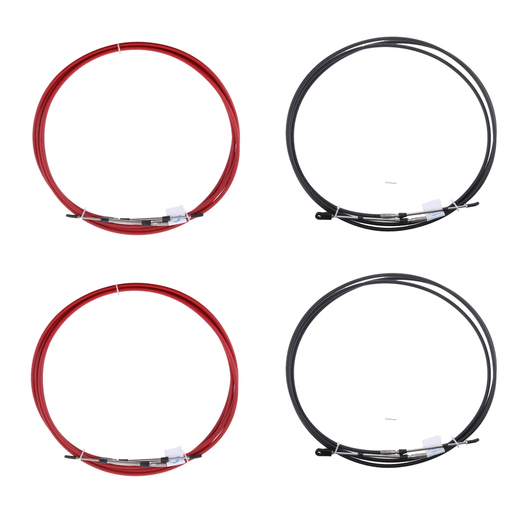4PCS Boat Throttle Cable, Universal 10FT Marine Control Lever Shift Cable Great for Yamaha Outboard Red/Black