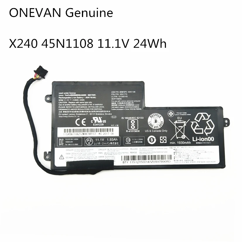 ONEVAN подлинный внутренний Батарея для lenovo ThinkPad T440 T440S T450 T450S X240 X250 X260 X270 45N1108 45N1110 45N1111 45N1112